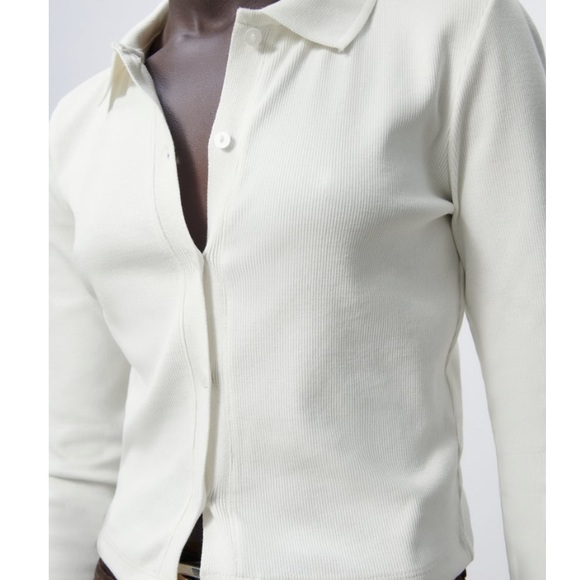 ZARA White Ribbed Shirt - Picture 4 of 9